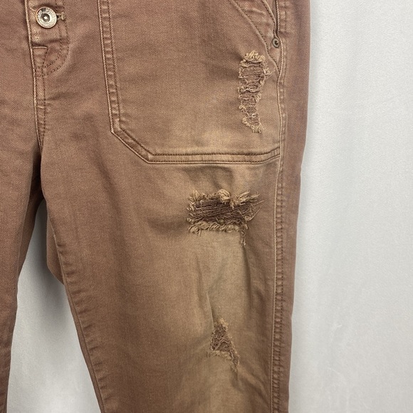 FREE People Button Fly Front Womens Brown Distressed Jeans Pants - Size 8 - Picture 10 of 16